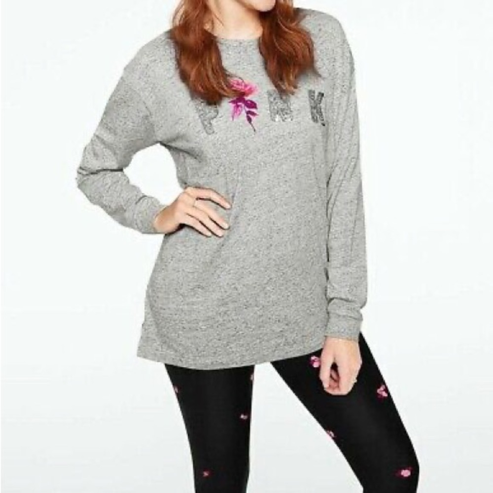 Victoria's Secret PINK BLING LONG SLEEVE CAMPUS TEE